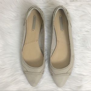 Frye Pointed Toe Ballet Flats Gray Leather